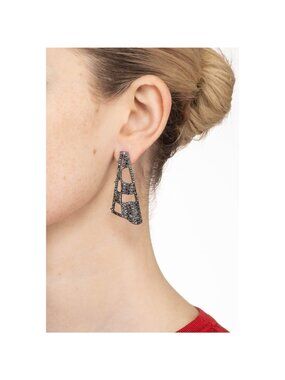 Alexis Bittar Crystal Modern Georgian Checkerboard Fan Drop Earrings NWT
